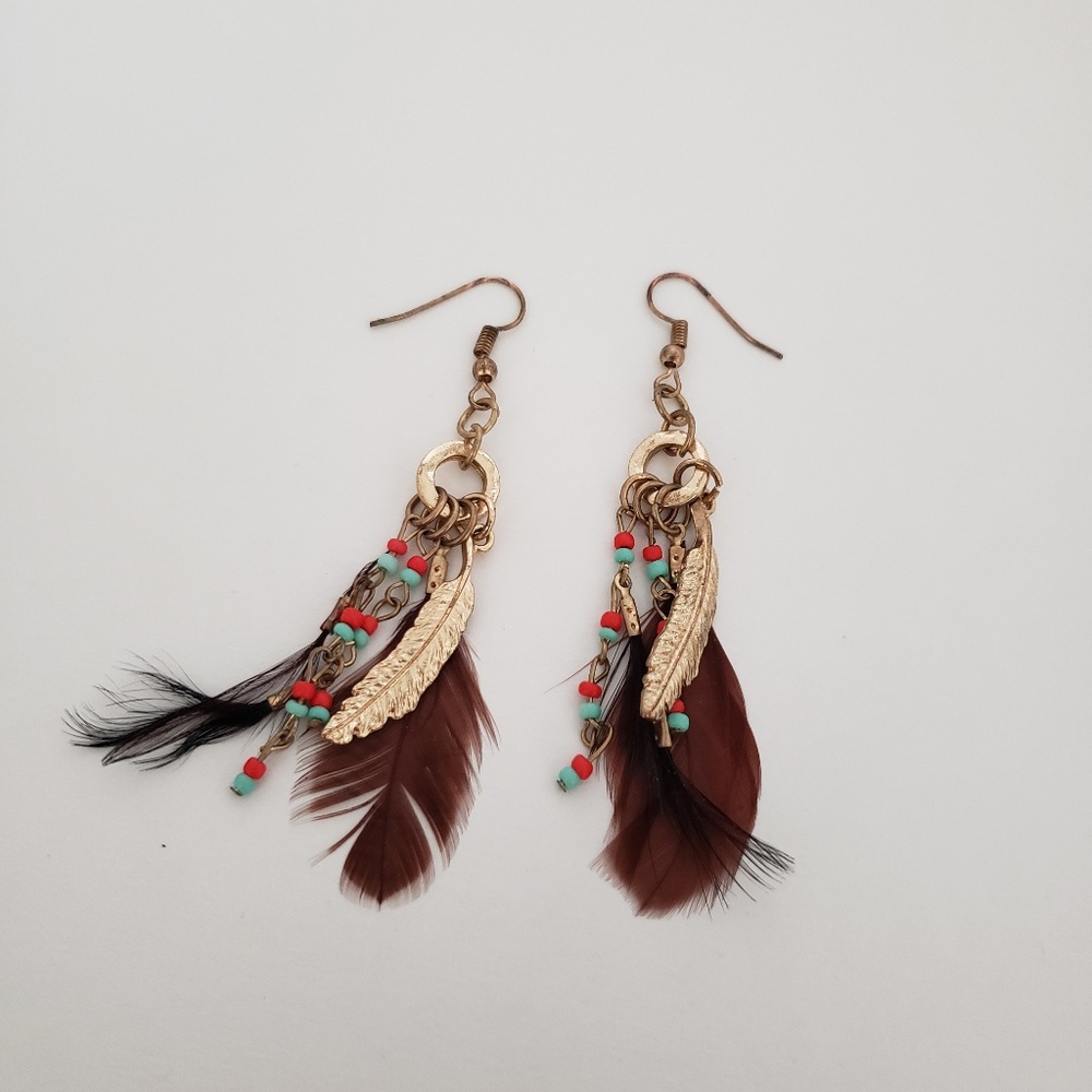 Tilly's Gold Feather Charm Earrings